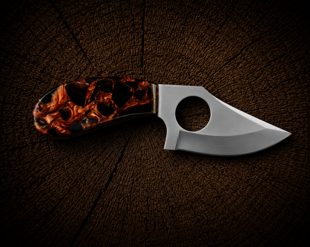 Copper and black SureGrip skinner handmade by J&C Forge